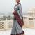 Grey nvay blue soft silk blend banarasi jacuard work designer party wear saree with unstitched blouse piece