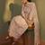 Brown pure cotton embroidered anarkali kurta set with dupatta for women