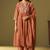 Women's orange pure cotton embroidered kurta set with dupatta