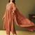 Women's orange pure cotton embroidered kurta set with dupatta
