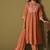Women's orange pure cotton embroidered kurta set with dupatta