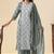 Grey pure cotton schiffli embroidered straight kurta set with cotton pants, inner & najmin chiffon dupatta