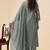 Grey pure cotton schiffli embroidered straight kurta set with cotton pants, inner & najmin chiffon dupatta