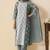 Grey pure cotton schiffli embroidered straight kurta set with cotton pants, inner & najmin chiffon dupatta