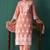 Orange pure cotton schiffli embroidered straight kurta set dupatta