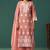 Orange pure cotton schiffli embroidered straight kurta set dupatta