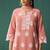 Orange pure cotton schiffli embroidered straight kurta set dupatta