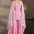 Women pink georgette schiffli embroidered straight kurta with sharara & net dupatta