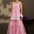 Women pink georgette schiffli embroidered straight kurta with sharara & net dupatta