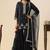 Women black georgette handwork embroidered straight kurta with sharara & net dupatta
