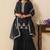 Women black georgette handwork embroidered straight kurta with sharara & net dupatta