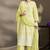 Yellow pure cotton schiffli embroidered straight kurta set with cotton pants, inner & najmin chiffon dupatta