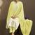 Yellow pure cotton schiffli embroidered straight kurta set with cotton pants, inner & najmin chiffon dupatta