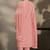 Peach pure cotton schiffli embroidered straight kurta set with cotton pants, inner & najmin chiffon dupatta