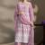 Rust pure cotton schiffli embroidered straight kurta set with cotton pants, inner & najmin chiffon dupatta
