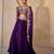 Deep Purple Embroidered Raw Silk Indo Western Lehenga Set