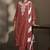 Maroon pure cotton schiffli embroidered straight kurta set with cotton pants & najmin chiffon dupatta