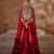 Crimson Red Embroidered Silk Organza Indo Western Lehenga Set