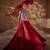 Crimson Red Embroidered Silk Organza Indo Western Lehenga Set