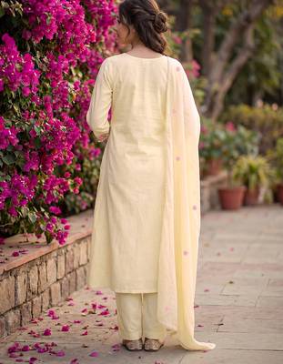 White pure cotton embroidered kurta set with dupatta 2
