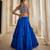 Cobalt Blue Embroidered Georgette Indo Western Lehenga Set