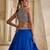 Cobalt Blue Embroidered Georgette Indo Western Lehenga Set