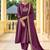 Wine chinnon embroidered flared kurta set with jacquard chanderi dupatta