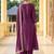 Wine chinnon embroidered flared kurta set with jacquard chanderi dupatta