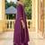 Wine chinnon embroidered flared kurta set with jacquard chanderi dupatta