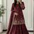 maroon silk blend embroidered sequin kurta and skirt set