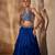Navy Blue Embellished Raw Silk Indo Western Lehenga Set