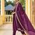 Wine chinnon embroidered flared kurta set with jacquard chanderi dupatta