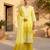 Yellow pure cotton schiffli ombre embroidered straight kurta set