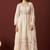 Off white pure cotton embroidered anarkali kurta set with dupatta for women