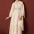 Off white pure cotton embroidered anarkali kurta set with dupatta for women