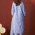 Sky blue pure cotton schiffly kurta set with dupatta for women