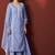 Sky blue pure cotton schiffly kurta set with dupatta for women
