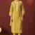 Mustard pure cotton schiffly kurta set with dupatta for women