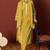 Mustard pure cotton schiffly kurta set with dupatta for women