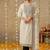 White pure cotton jacquard kurta set with dupatta for women