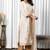 White pure cotton jacquard straight kurta set with dupatta