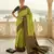 Lemon green soft silk blend banarasi jacuard work designer party wear saree with unstitched blouse piece