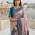 Peach sky soft silk blend banarasi jacuard work designer party wear saree with unstitched blouse piece