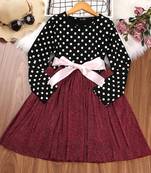 Black polka dot glitter knit fit & flare girls dress