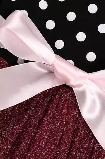 Black polka dot glitter knit fit & flare girls dress