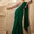 Emerald Green Embroidered Satin Chiffon Draped Saree Set