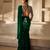 Emerald Green Embroidered Satin Chiffon Draped Saree Set