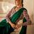 Emerald Green Embroidered Satin Chiffon Draped Saree Set