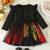 Black & red printed net fit & flare girls dress
