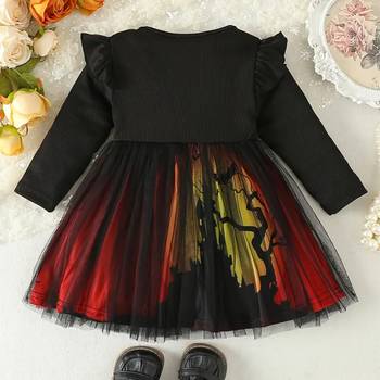 Black & red printed net fit & flare girls dress 2